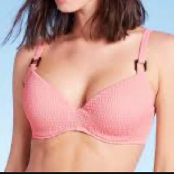 New Shade & Shore Pink Bikini Top Size 32B NEW NWT - Picture 2 of 9